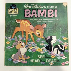 Story of Bambi Songs Soundtrack Book Record Book Walt Disney 1977 33 1/3